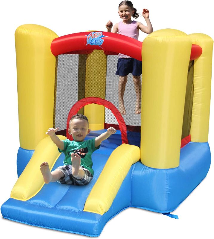 Photo 1 of ACTION AIR Bounce House, Toddler Inflatable Bounce House with Blower for Indoor/Outdoor, Bouncy Castle with Durable Sewn and Extra Thick, Jump House with Slide
