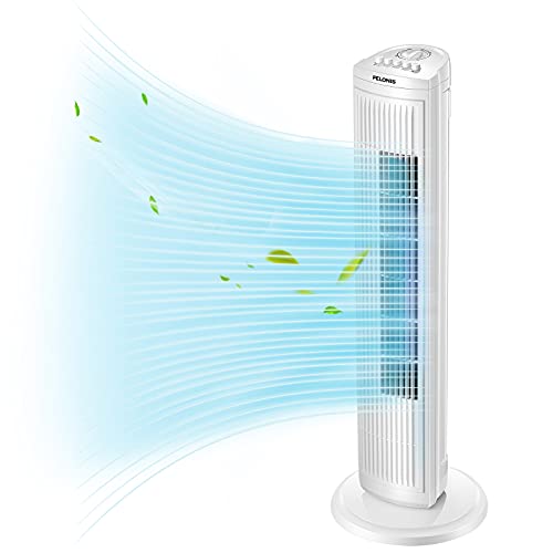 Photo 1 of PELONIS 30 Inch Oscillating Tower Fan with 3 Speed Settings and Auto-off Timer, Standing Fan PFT28A2BWW, White
