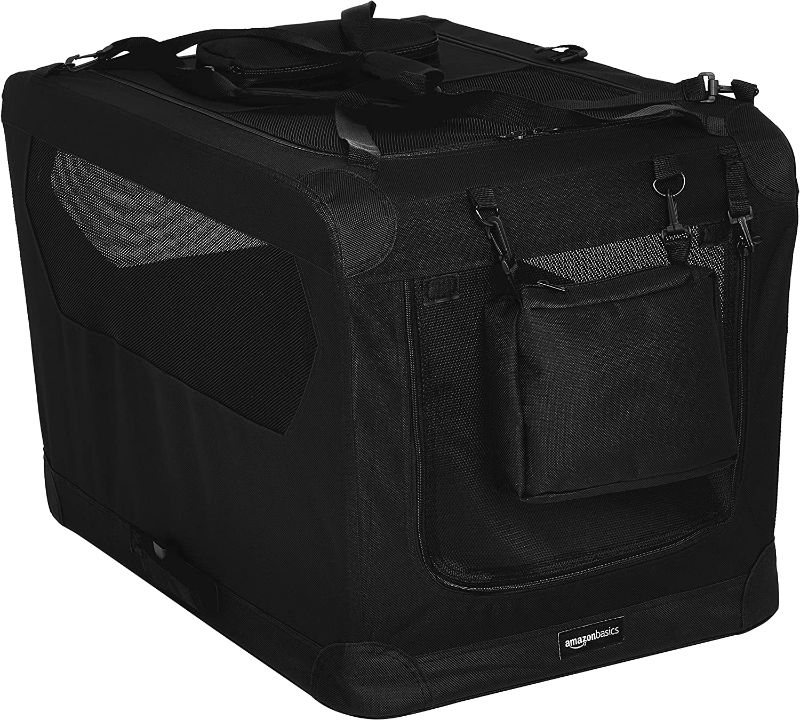 Photo 1 of AmazonBasics Premium Folding Portable Soft Pet Crate - 30‘, BLACK