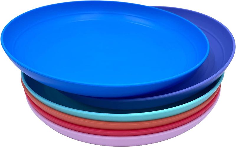 Photo 1 of YUYUHUA Plastic Dinner Plates Reusable 8 inch, Dishwasher Safe BPA Free Easy to Clean in Assorted Colors For Kitchen Indoor Outdoor Use