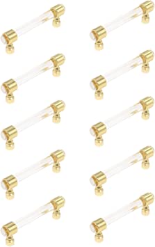 Photo 1 of 128mm Drawer Pulls Mcredy Acrylic Bar Pull Handles Center to Center 5.04" T-Pull with Mounting Screws Center to Center,Clear Gold Acrylic Dresser Pull Handles Set of 10
