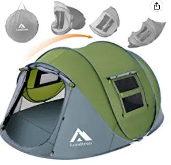 Photo 1 of 4 Person Easy Pop Up Tent Waterproof Automatic Setup 2 Doors-Instant Family Tents for Camping Hiking & Traveling
