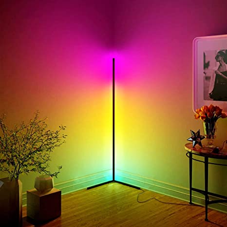 Photo 1 of For parts only-JVMU Corner-Lamp RGB-Changing Dimmable Smart-Control - 56" Minimalist Style Decoration Lamp, Colorful Lamp for Living Room Bedroom with Remote Controller(Minimalist)-
