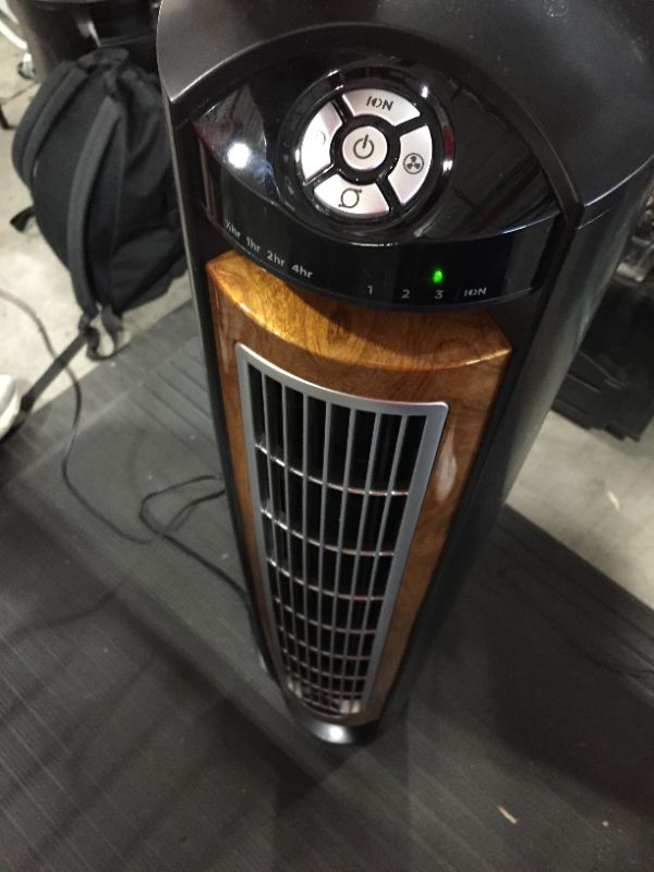 Photo 3 of Lasko 42 Wind Curve 3-Speed Tower Fan with Fresh Air Ionizer and Remote T42950 Black/Woodgrain
