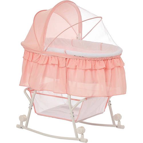 Photo 1 of Dream on Me Lacy Portable 2-in-1 Bassinet/cradle in Rose Rose Quartz
