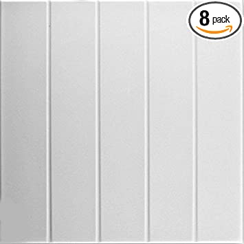 Photo 1 of A la Maison Ceilings R104 Bead Board Foam Glue-up Ceiling Tile (21.6 sq. ft./Case), Pack of 8, Plain White, 21
