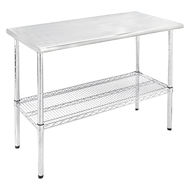 Photo 1 of AmazonCommercial Heavy-Duty Stainless Steel Top Work Table, NSF Certified, 49.4" W x 24" D x 35" H

