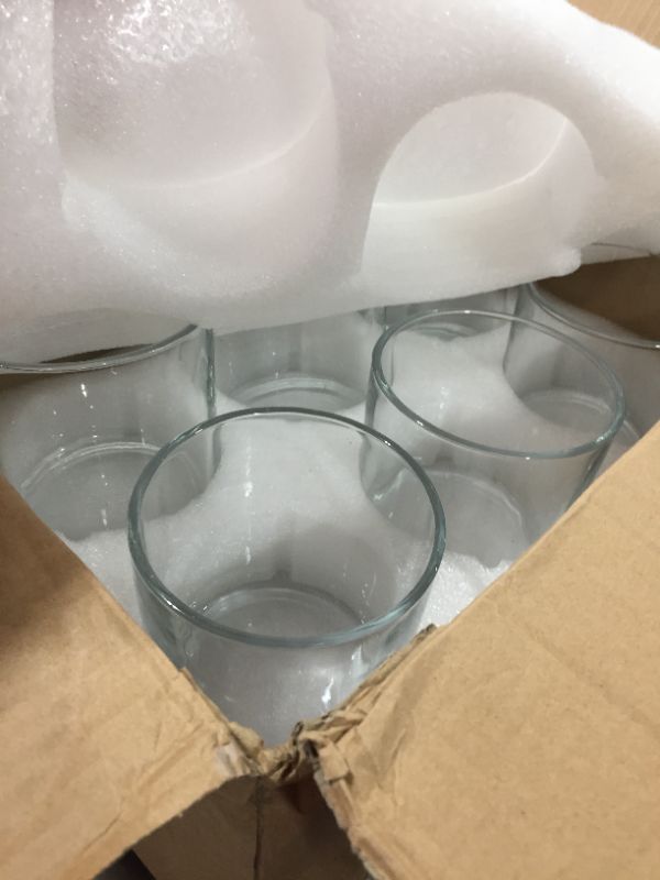 Photo 2 of 6 Pack Clear Glass Cylinder Vases, Table Flowers Vase Candle Holder for Home,Garden, Wedding Centerpiece Decorations and Formal Dinners (Width 4", Height 4")
