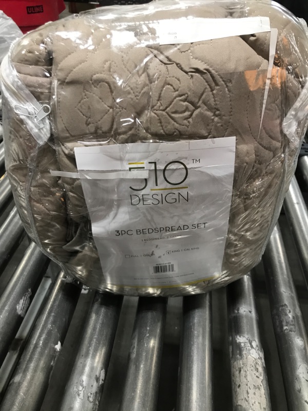 Photo 2 of 510 Design Oakley Reversible Quilt Set-Luxe Stitching Design All Season, Lightweight Coverlet Bedspread Bedding, Matching Shams, Oversized King/Cal King(120"x118"), Medallion Khaki 3 Piece Medallion Khaki King/California King