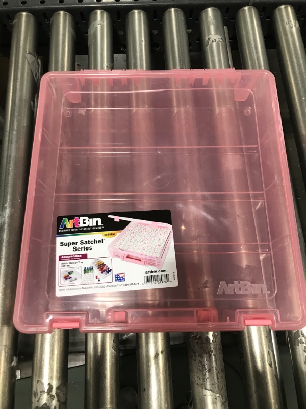 Photo 2 of ArtBin 6955RK Super Satchel 1-Compartment Box, Art & Craft Organizer, 1-Pack, Translucent Blush Blush 1 Pack Open Core