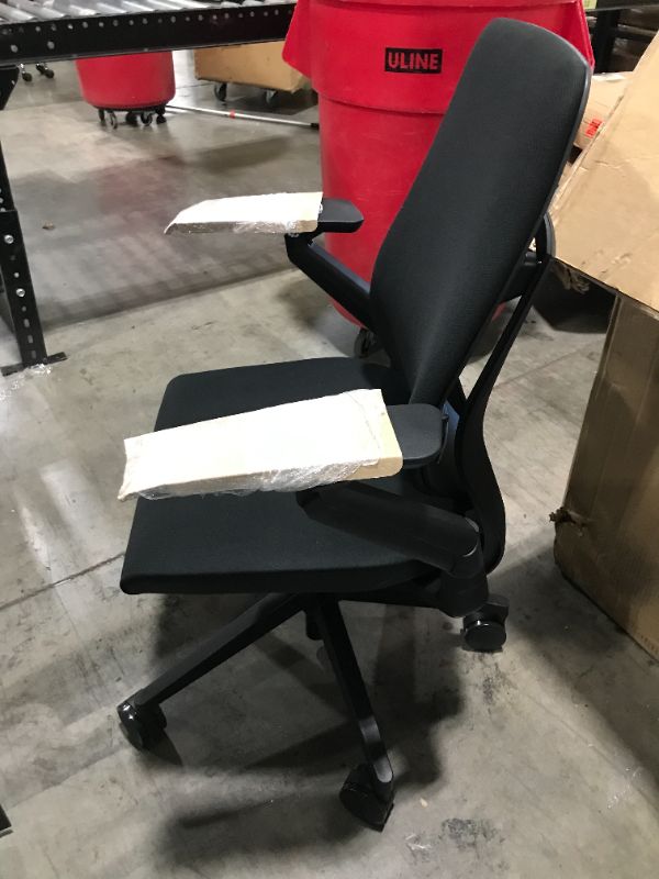 Photo 3 of Steelcase Gesture Office Chair - Cogent: Connect Licorice Fabric, Medium Seat Height, Wrapped Back, Dark on Dark Frame, Lumbar Support
