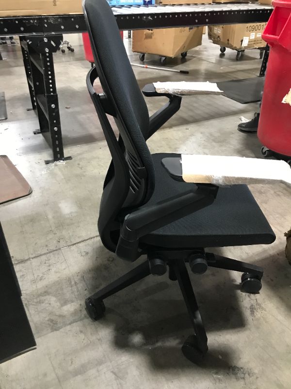 Photo 4 of Steelcase Gesture Office Chair - Cogent: Connect Licorice Fabric, Medium Seat Height, Wrapped Back, Dark on Dark Frame, Lumbar Support
