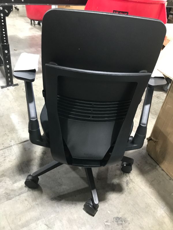 Photo 5 of Steelcase Gesture Office Chair - Cogent: Connect Licorice Fabric, Medium Seat Height, Wrapped Back, Dark on Dark Frame, Lumbar Support
