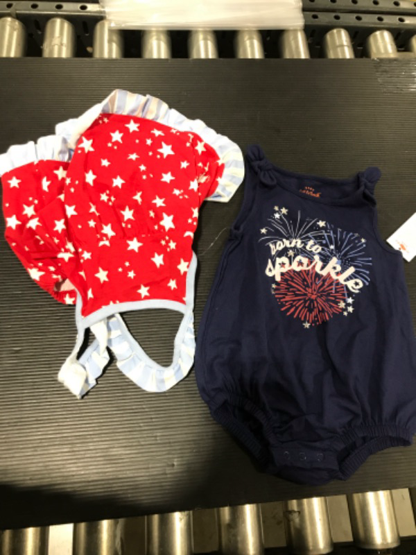 Photo 2 of Baby Girls' 2pk Americana Romper - Cat & Jack™ Navy Blue size 12m