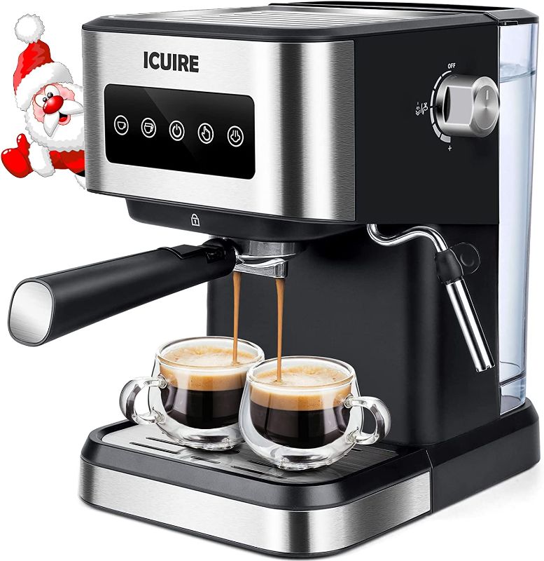 Photo 1 of ICUIRE Espresso Machine with Milk Frother, 20 Bar Pump Pressure Coffee Machine, 1.5L/50oz Removable Water Tank, 1050W Semi-Automatic Espresso/Latte/Cappuccino Machines for Home Barista, Office
