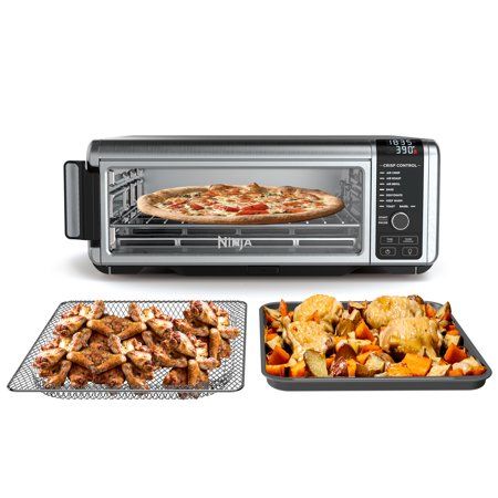 Photo 1 of Ninja SP101 Digital Air Fry Countertop Oven with 8-in-1 Functionality, Flip Up & Away Capability for Storage Space, with Air Fry Basket, Wire Rack & Crumb Tray, Silver
