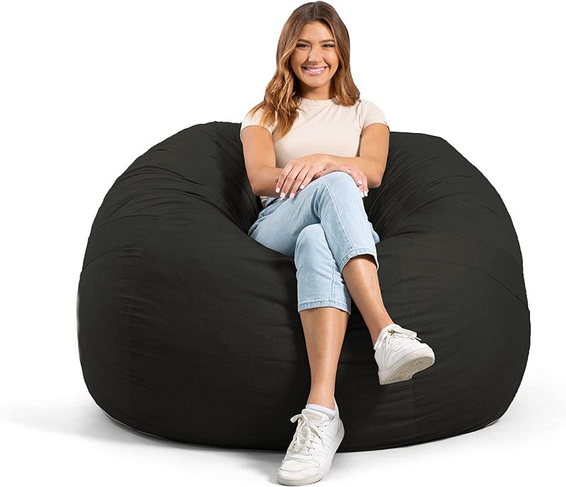 Photo 1 of Big Joe Fuf Large Foam Beanbag Chair, Black Lenox
