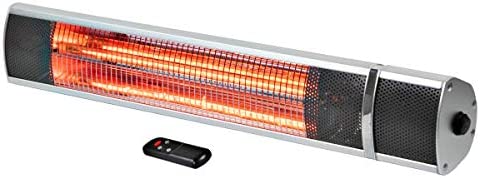 Photo 1 of Comfort Zone CZPH20R Outdoor and Indoor Patio Heater - Wall-Mounted Heating Device with Halogen Tube and Adjustable Heat Output - Waterproof Warmer for Residential and Commercial Spaces Black Large
