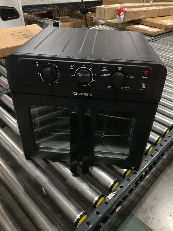 Photo 2 of Chefman Extra Large Air Fryer and Convection Oven with French Doors and Rotisserie Spit, The Easiest Way to Cook Oil-Free, Double Wide Glass Windows Open for Convenient Access and Viewing, 24.5 Liters
