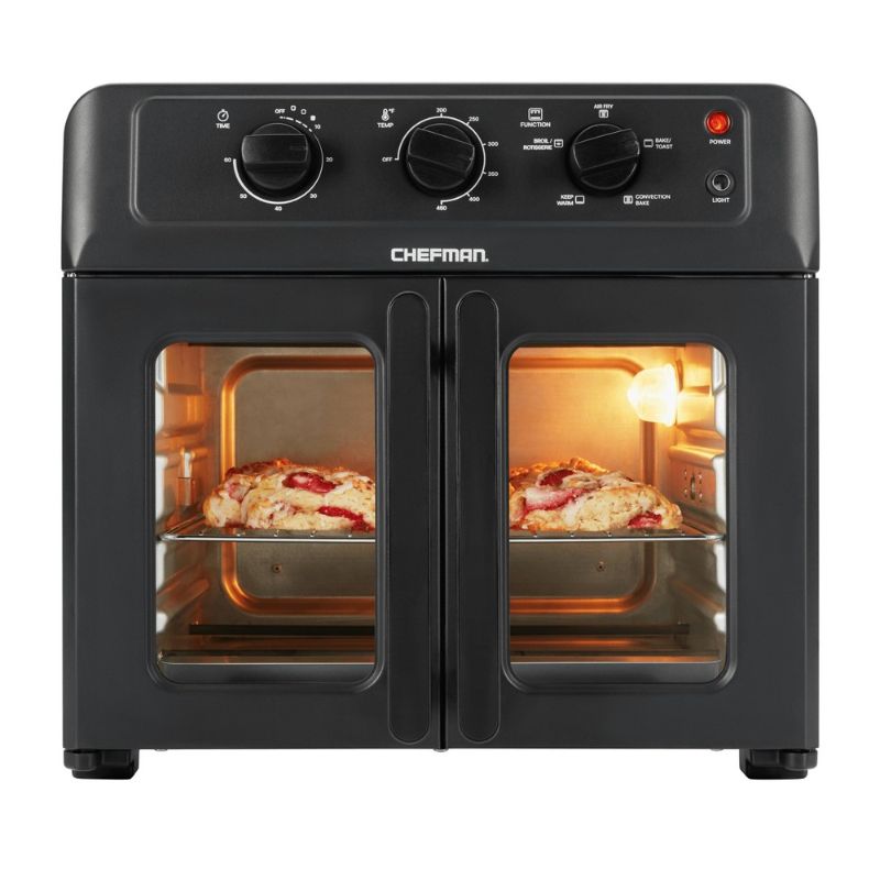 Photo 1 of Chefman Extra Large Air Fryer and Convection Oven with French Doors and Rotisserie Spit, The Easiest Way to Cook Oil-Free, Double Wide Glass Windows Open for Convenient Access and Viewing, 24.5 Liters
