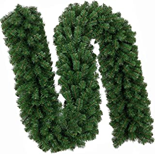 Photo 1 of 9ft/2.7m Christmas Garland with 280 Branches - Artificial Greenery Xmas Garland Decorations for Doors Stairs Fireplace Home Garden Decor
