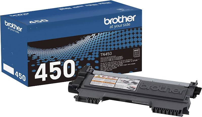 Photo 1 of Brother Genuine High Yield Toner Cartridge, TN450, Replacement Black Toner, Page Yield Up To 2,600 Pages
