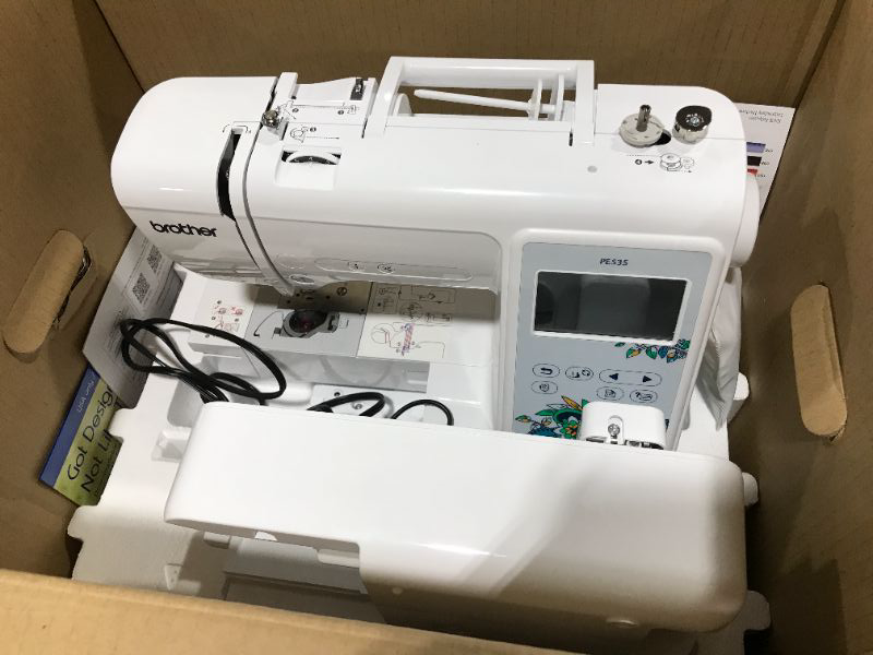 Photo 2 of Brother PE535 Embroidery Machine, 80 Built-in Designs, 4" x 4" Hoop Area, Large 3.2" LCD Touchscreen, USB Port, 9 Font Styles
