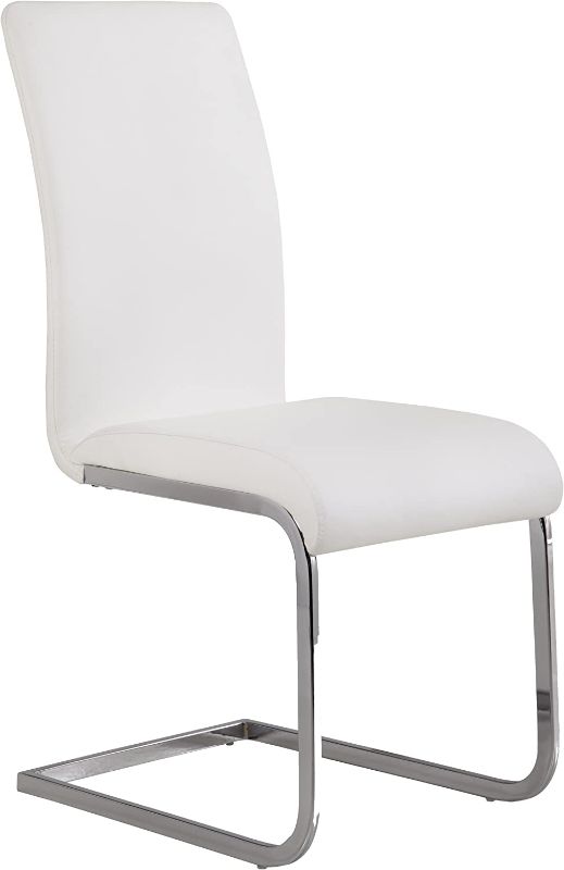 Photo 1 of ARMEN LIVING Amanda Side Upholster Chrome White Finish Kitchen & Dining Chair-Set of 2
