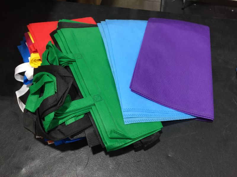 Photo 2 of 50 Bulk Large Tote Bag Mega Pack - 15” x 16” Reusable Shopping Bags (Multicolor) (Multi)