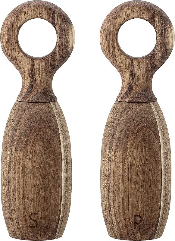 Photo 1 of Bloomingville Brown Acacia Wood Salt & Pepper Mills,8 Inch
