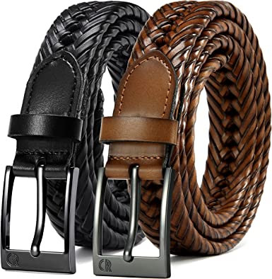 Photo 1 of Belts Men, CHAOREN Leather Ratchet Slide Belt 2 Pack with Click Buckle 1 1/4" in Gift Set Box - Adjustable Trim to Fit
