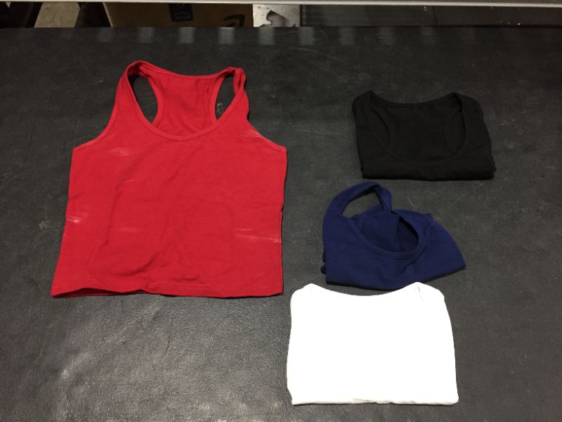 Photo 2 of Boao 4 Pieces Basic Crop Tank Tops Sleeveless Racerback Crop Sport Top for Women