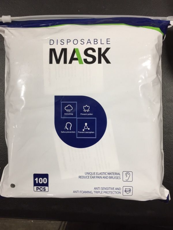 Photo 1 of 100 Pack Disposable Face Masks, 3 Ply Filter Protection Black Disposable Face Masks
