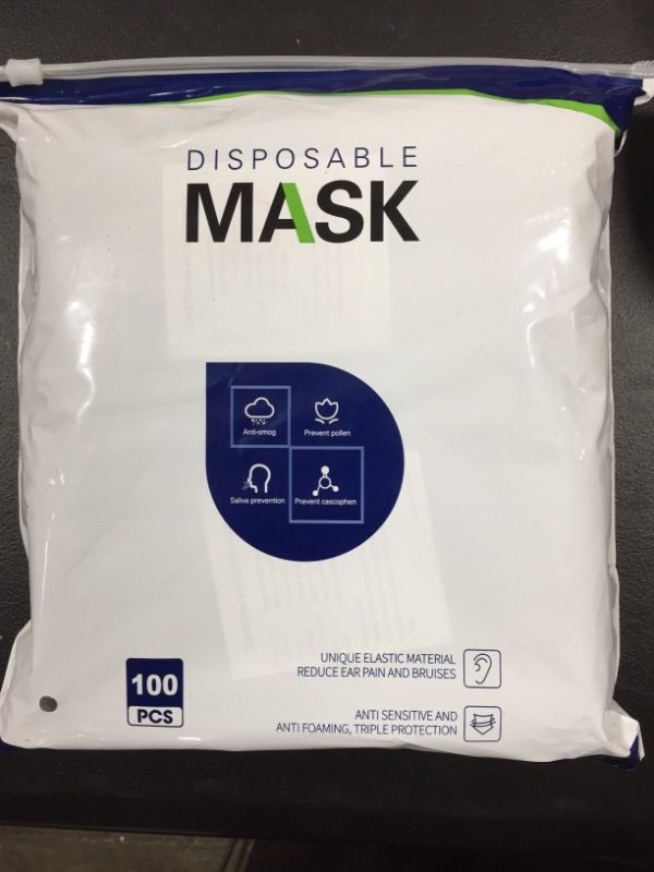 Photo 2 of 100 Pack Disposable Face Masks, 3 Ply Filter Protection Black Disposable Face Masks
