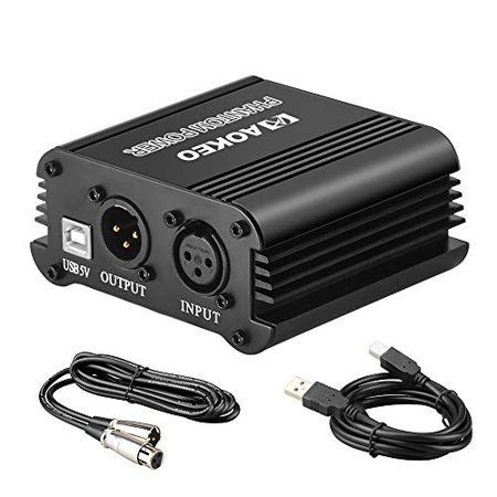 Photo 1 of Aokeo 48V Phantom Power Supply Powered by USB Plug in Included with 8 Feet USB Cable Bonus + XLR 3 Pin Microphone Cable for Any Condenser Microphone
