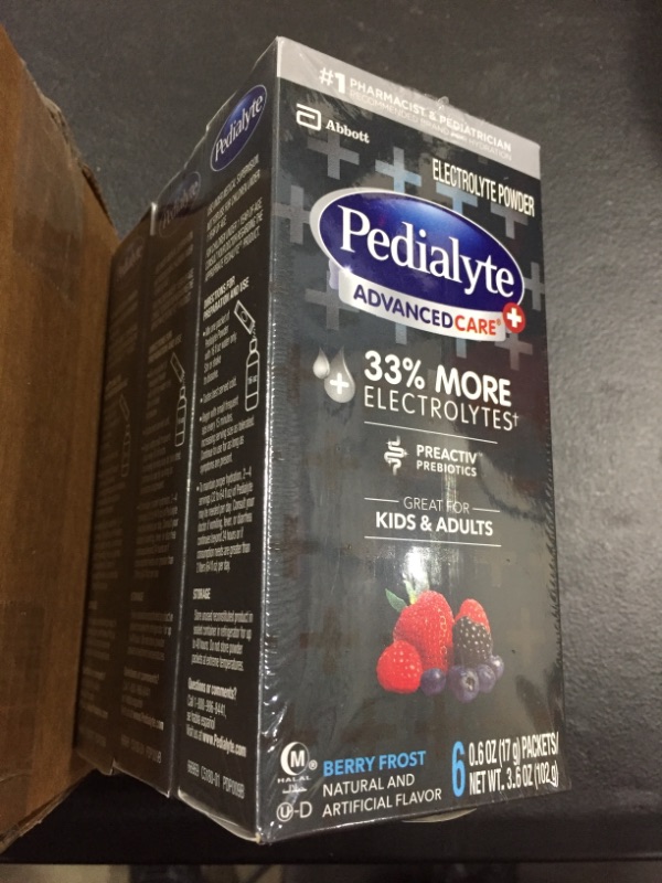 Photo 1 of Pedialyte AdvancedCare Plus Electrolyte Powder with 33% More Electrolytes and PreActiv Prebiotics Berry Frost Electrolyte Drink Powder Packets 0.6

