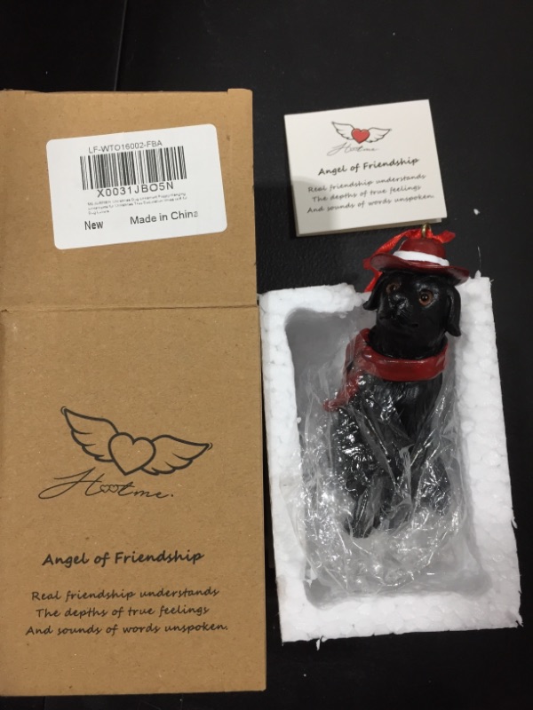 Photo 2 of 3.5 in. Black Lab Holiday Dog Ornament Sculpture
