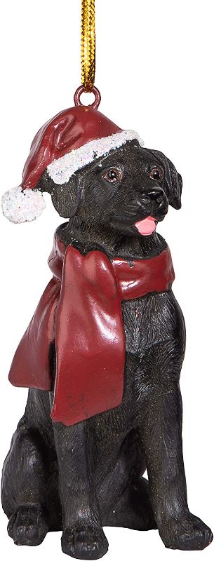 Photo 1 of 3.5 in. Black Lab Holiday Dog Ornament Sculpture
