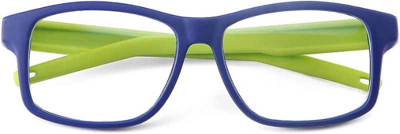 Photo 1 of CNLO Kids Blue Light Glasses Girls & Boys Age 3-12?Computer Gaming Fake Eyeglasses Anti Eyestrain?High quality soft silicone material. (Blue Green)
