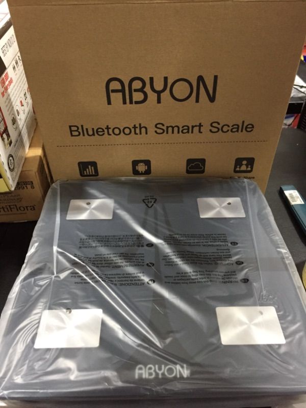 Photo 1 of ABYON Bluetooth Smart Bathroom Scale for Body Weight Digital Body Fat Scale,Auto Monitor Body Weight,Fat,BMI,Water, BMR, Muscle Mass with Smartphone APP,Fitness Health Scale

