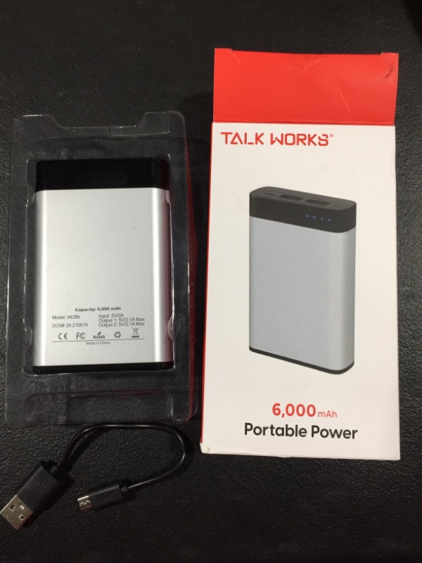 Photo 2 of TalkWorks Portable Charger Power Bank USB Battery Pack 6000 mAh - External Cell Phone Backup Supply for Apple iPhone 12