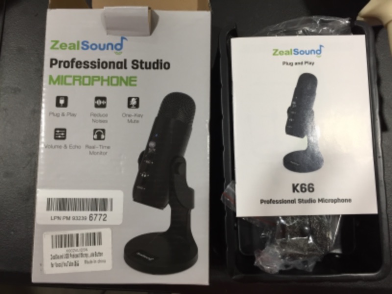 Photo 2 of ZealSound USB Microphone,Condenser Computer PC Mic,Plug&Play Gaming Microphones for PS 4&5.Headphone Output&Volume Control,Mic Gain Control,Mute Button for Vocal,YouTube Podcast on Mac&Windows(Black)
