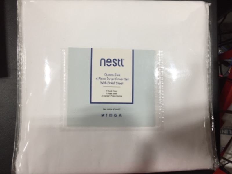 Photo 2 of Nestl White Duvet Cover Queen Size - Soft Queen Duvet Cover Set, Queen size 4 piece duvet cover set with fitted sheet
