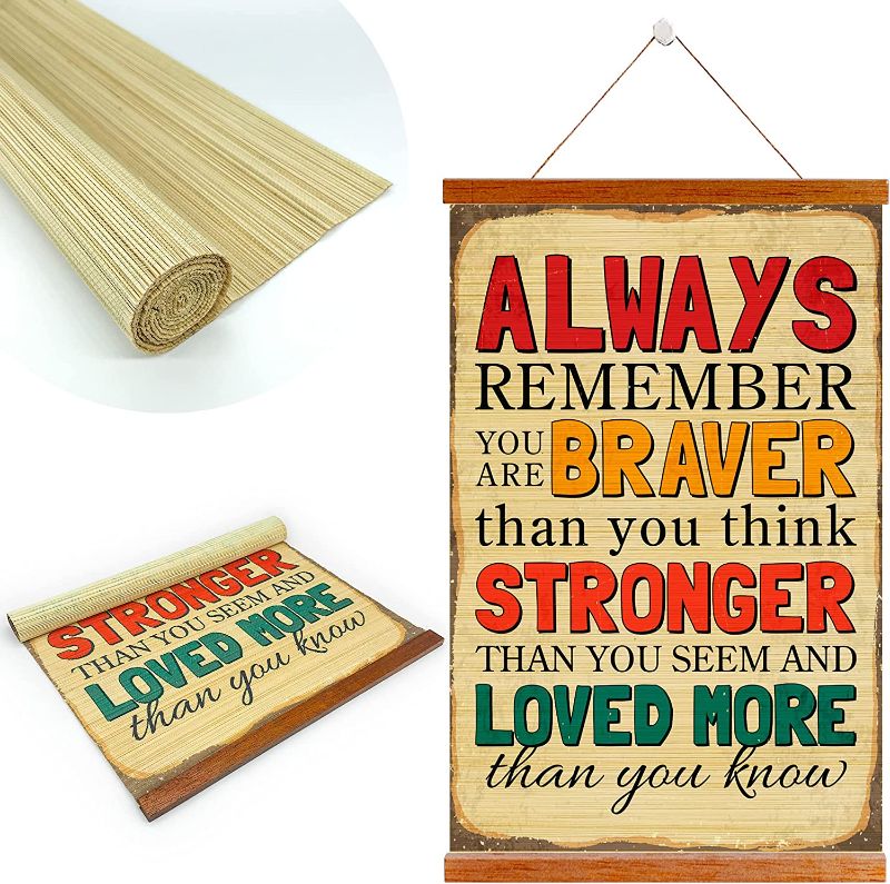 Photo 1 of Always Remember You are Braver Than You Think | Inspirational and Motivational Quotes | Decorative Bamboo Scroll Wall Art Decor | Bedroom, Living Room, Office Decoration |15 inches x 22 inches
