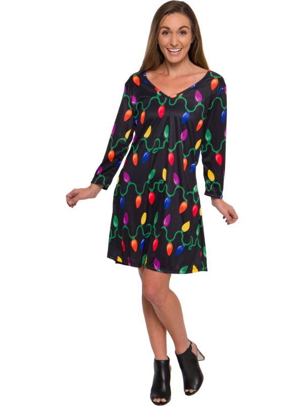 Photo 1 of Women's Holiday Christmas Lights Costume Dress - One Piece Relaxed Winter Outfit for Parties - Silver Lilly (Multi, Medium)
