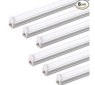 Photo 1 of (6 Pack) Barrina LED T5 Integrated Single Fixture, 4FT, 2200lm, 6500K (Super Bright White), 20W, Utility LED Shop Light, Ceiling and Under Cabinet Light, Corded Electric with ON/OFF Switch, ETL Listed
