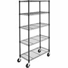 Photo 1 of Basics 5-Shelf Shelving Storage Unit on 4'' Wheel Casters, Metal Organizer Wire Rack, Black (30L X 14W X 64.75H)
