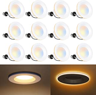 Photo 1 of 12 Pack 4 Inch LED Can Lights with Night Light, CRI90, 850lm, 11W=80W, Baffle Trim, 2700K/3000K/3500K/4000K/5000K Selectable, Dimmable, Damp Rated LED Recessed Lighting, Install in Can
