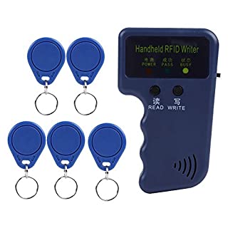 Photo 1 of Portable Handheld 125KHz RFID ID Card Writer,Copier Duplicator with 5pcs Writable EM4305 Key Cards for Home Security (B07KC9WBXF)
