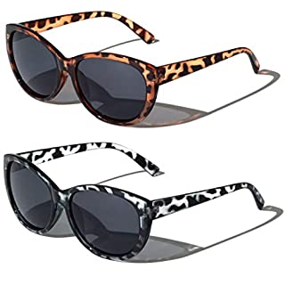 Photo 1 of 2 Pairs Women Outdoor Reading Sunglasses Oversized Full Lens Readers Leopard (1 Grey 1 Brown, 2.75) (B08RJ74L38)
